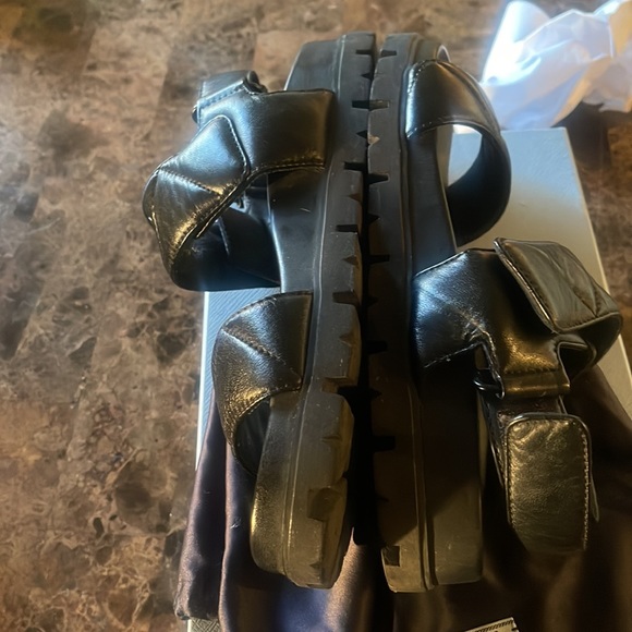 Prada sandal/ angle strap. Thick sole stretchy ankle strap. Sz 9.5 Napa sandal - Picture 8 of 9